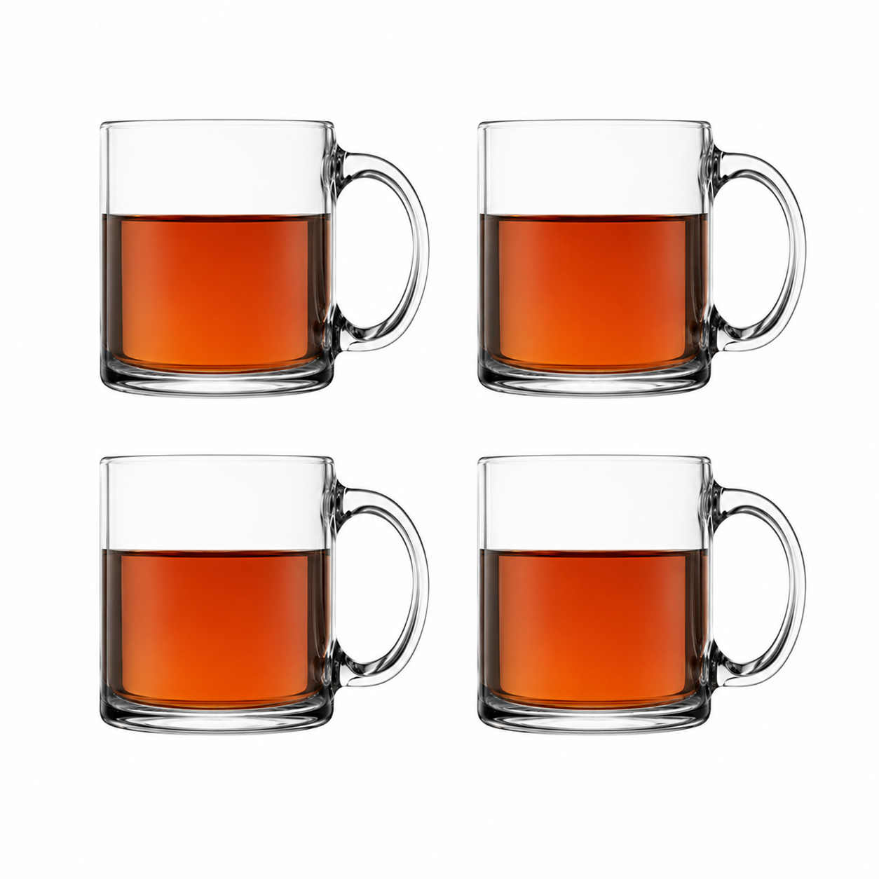Glasrijk® Theeglazen met oor- 330 ml - 4 stuks - Koffieglazen - Theeglas met oor - Theeglas - Cappuccino glazen - Latte macchiato glazen