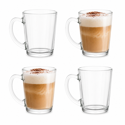 Glasrijk® Theeglazen met oor - 310 ml - 4 stuks - Koffieglazen - Theeglas - Cappuccino glazen - Latte macchiato glazen