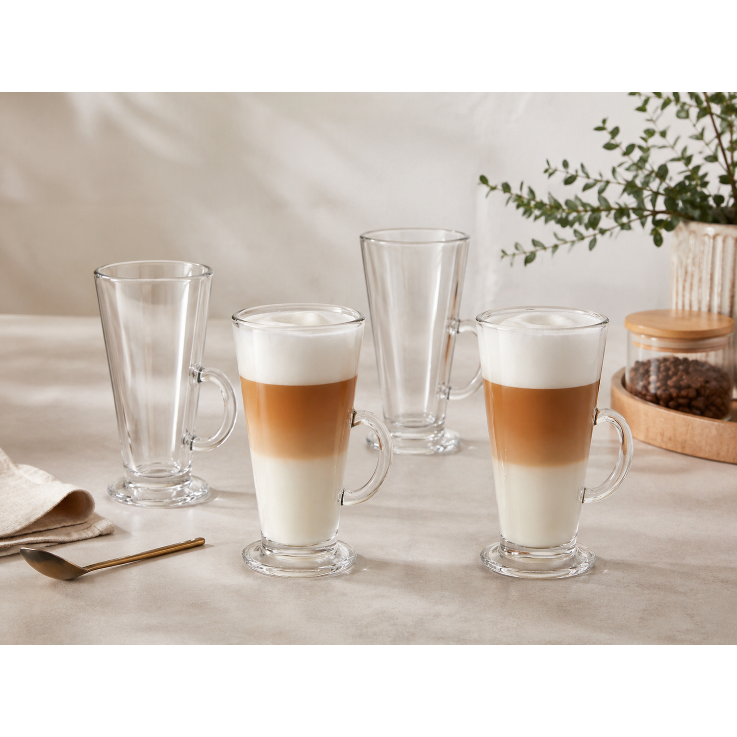 Glasrijk® Latte macchiato glazen - 280 ml - 4 stuks - Koffieglazen - Cappuccino glazen - Theeglazen
