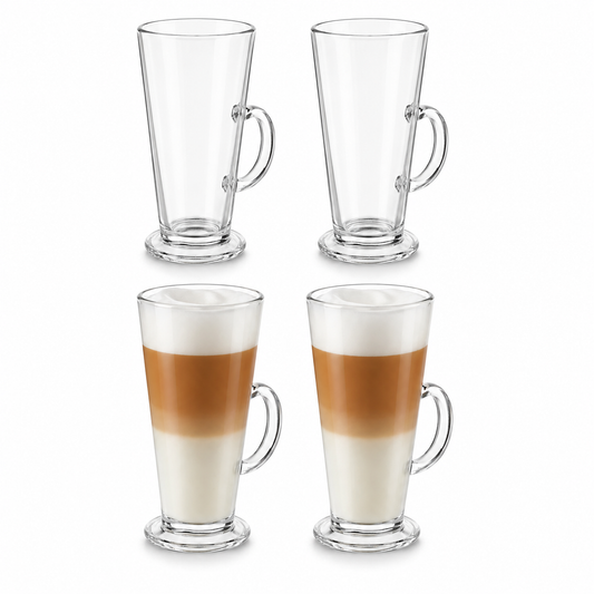 Glasrijk® Latte macchiato glazen - 280 ml - 4 stuks - Koffieglazen - Cappuccino glazen - Theeglazen