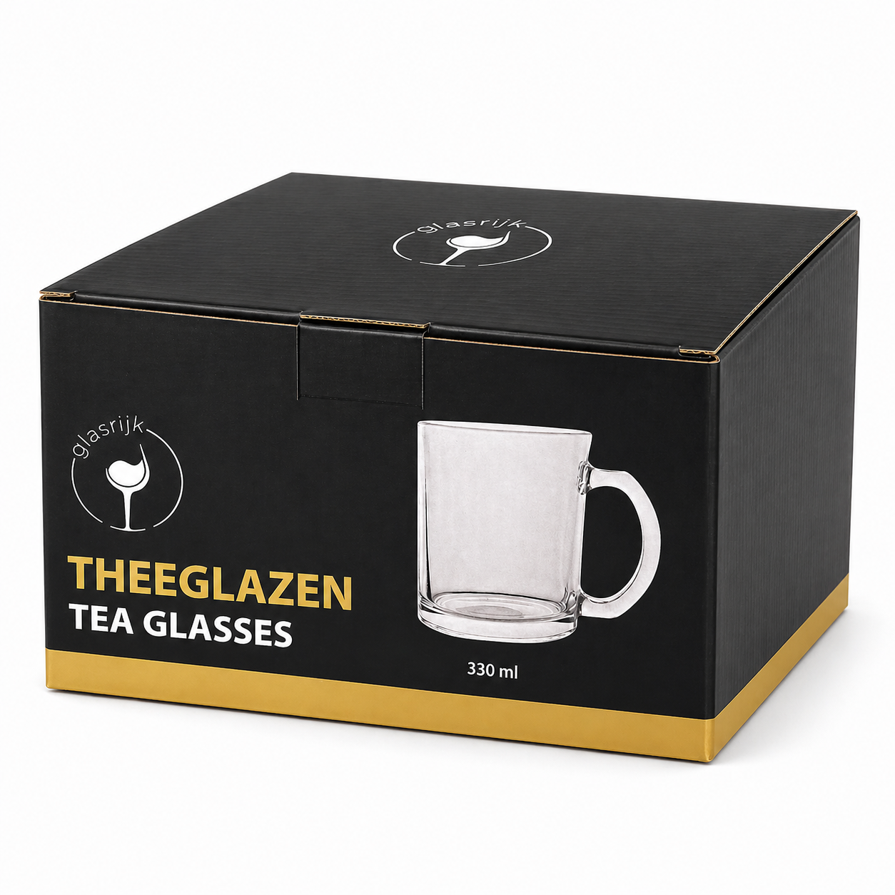 Glasrijk® Theeglazen met oor- 330 ml - 4 stuks - Koffieglazen - Theeglas met oor - Theeglas - Cappuccino glazen - Latte macchiato glazen