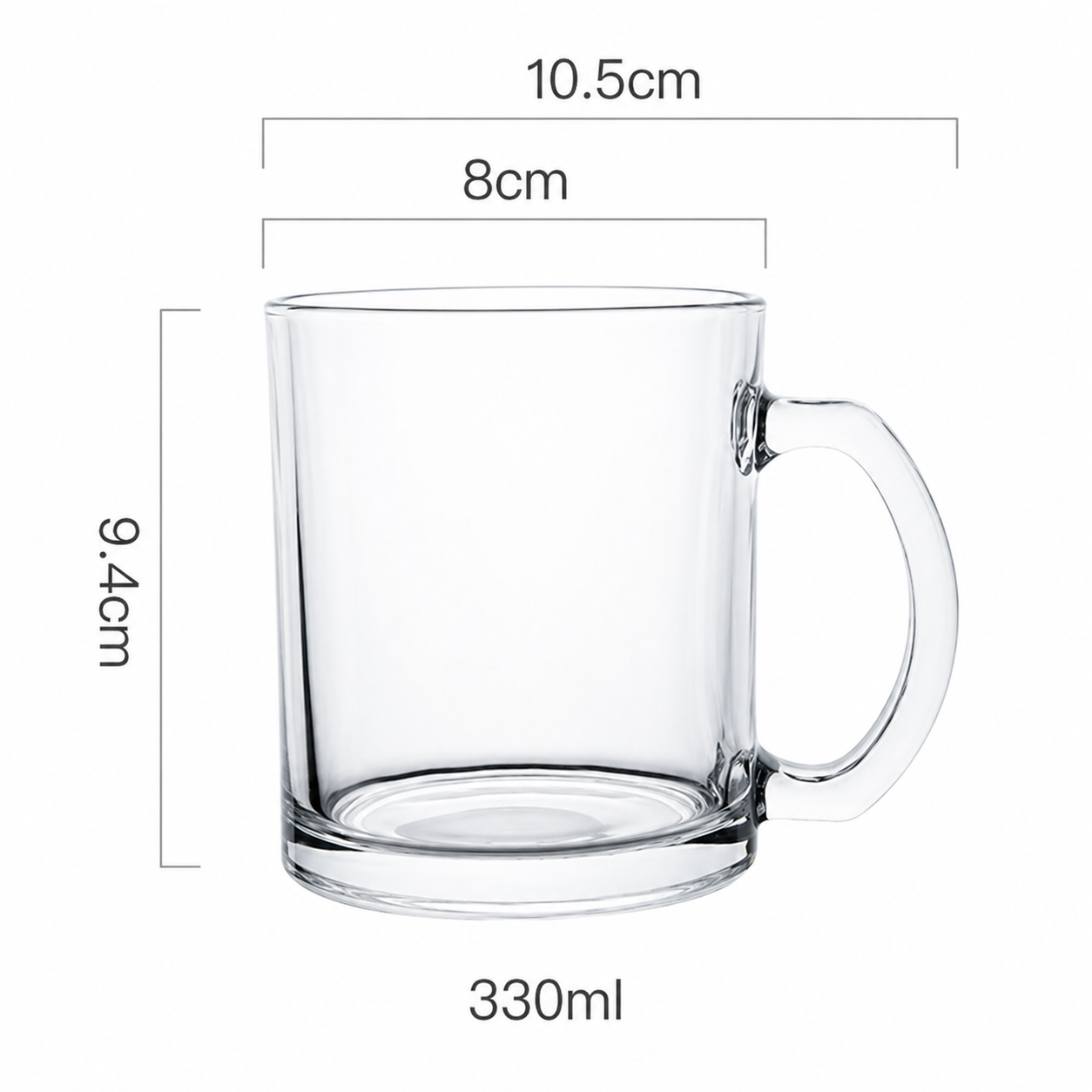 Glasrijk® Theeglazen met oor- 330 ml - 4 stuks - Koffieglazen - Theeglas met oor - Theeglas - Cappuccino glazen - Latte macchiato glazen